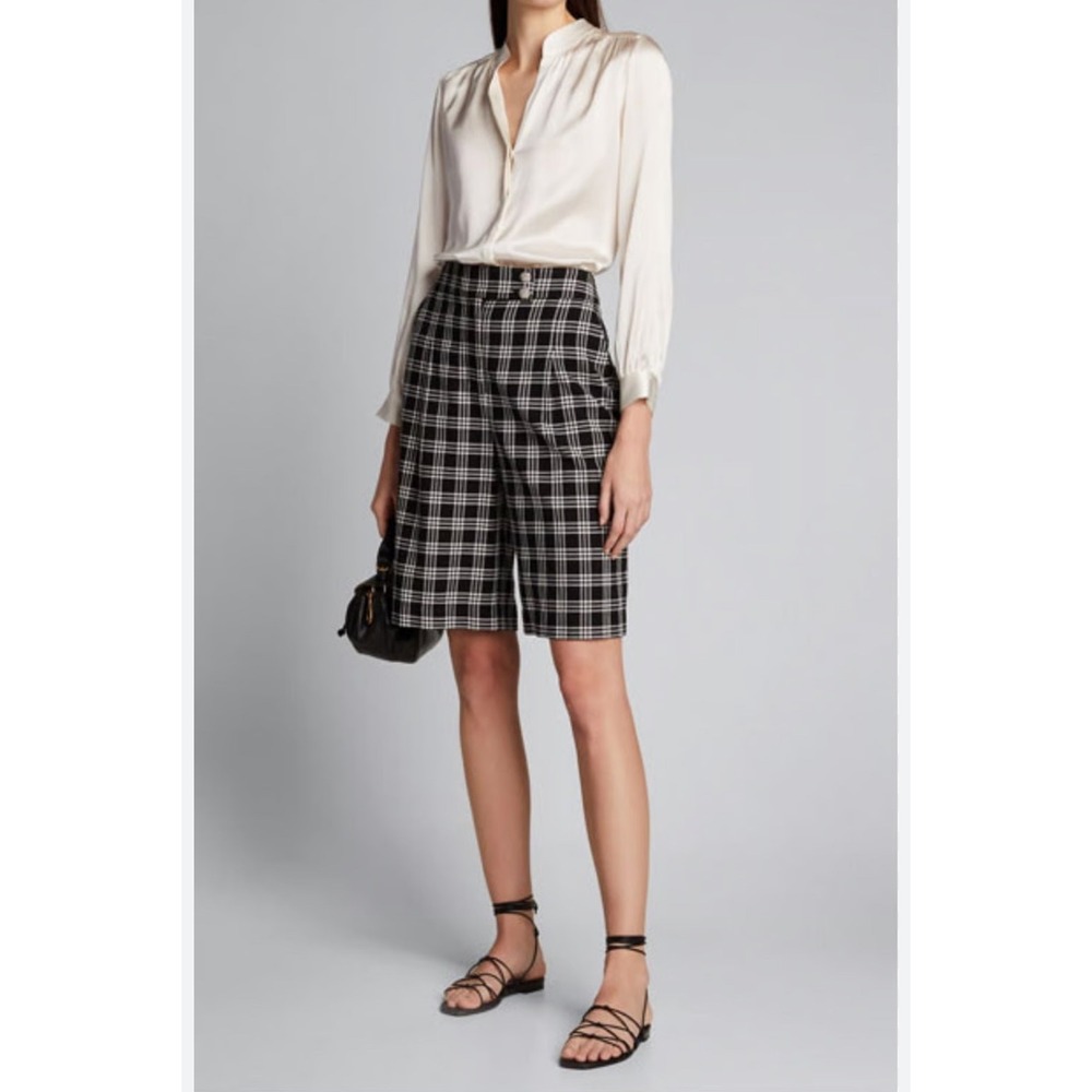 Veronica Beard Black & White Plaid Bermuda Shorts